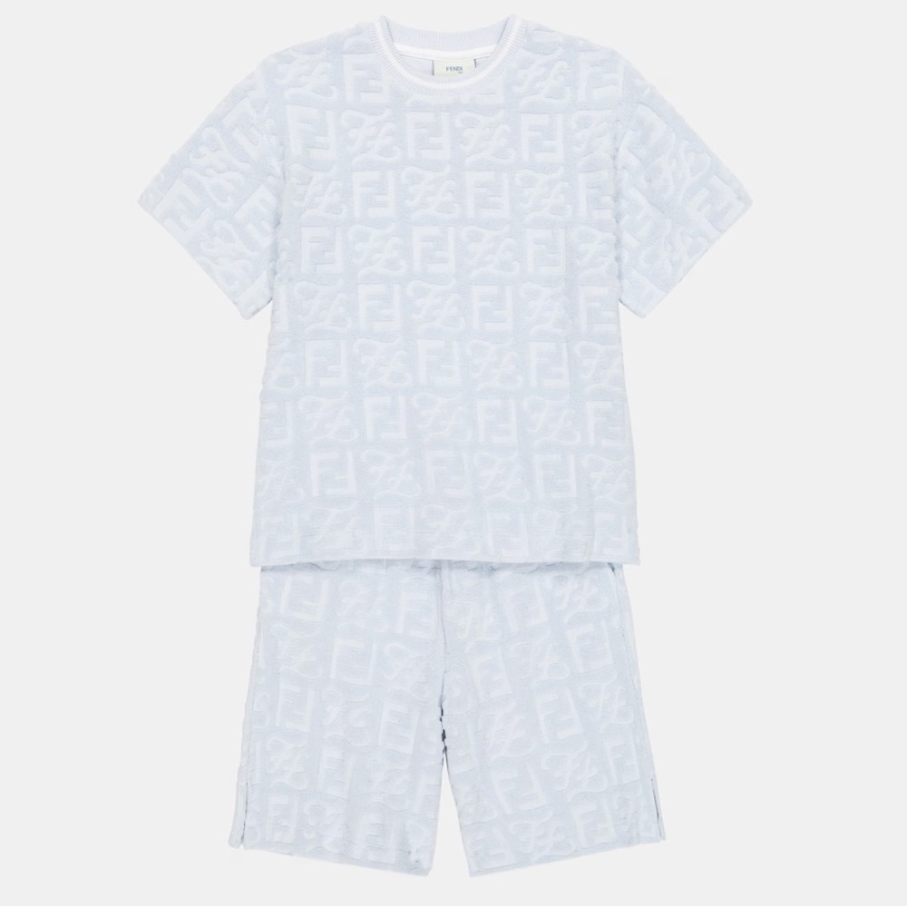 •Fendi Baby Boys’ FF Terry T-Shirt and Logo Shorts Set 24M -